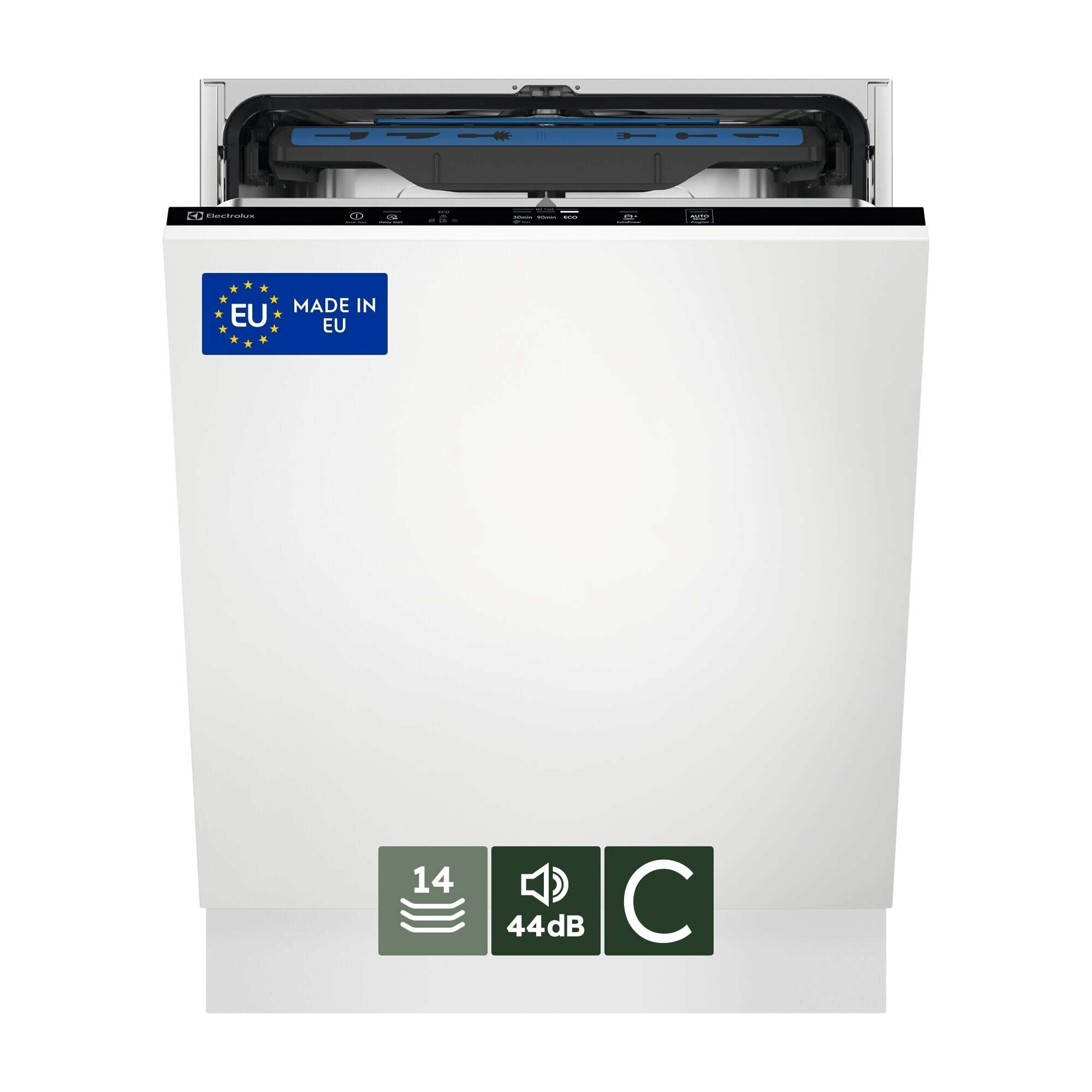 Electrolux Lavastoviglie Incasso 60 Cm - Int. Totale 14 Coperti Classe C 44 Dba EEA28400L MADE IN EUROPE, A scomparsa totale, Dimensione massima (60 cm), Nero, LED, 1,5 m, 1,5 m