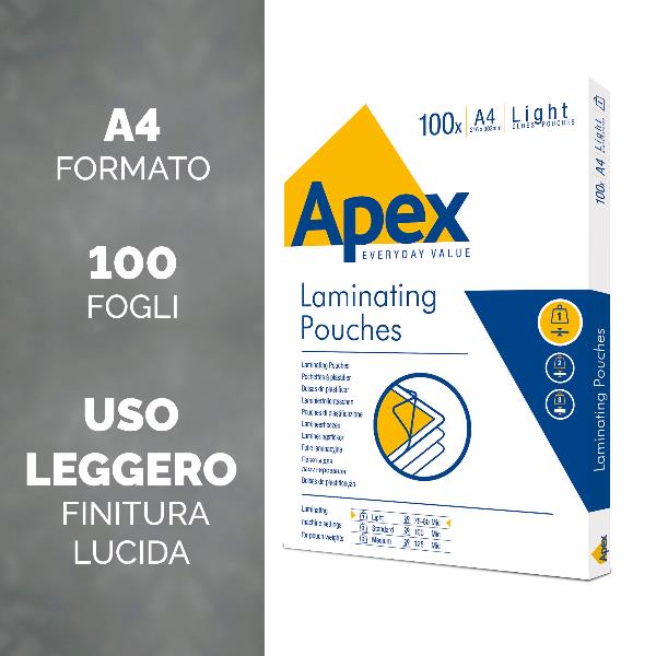 Fellowes - Confezione da 100 - light - A4 (210 x 297 mm) rivestimento di plastificazione