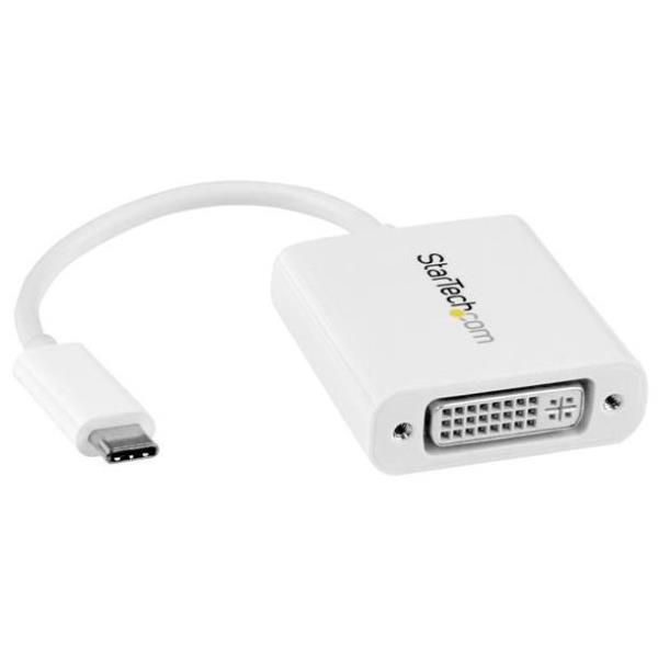 StarTech.com Adattatore Video USB-C a DVI - Convertitore USB-C a DVI-I M/F - 2560x1600 - Bianco - Adattatore video esterno - USB-C - DVI - bianco - per P/N: TB4CDOCK