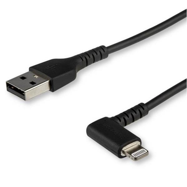 StarTech.com Cavo USB angolare a Lightning - Conforme Apple Mfi da 1m - Nero - Cavo Robusto USB-A a Lightning (RUSBLTMM1MBR) - Cavo Lightning - Lightning maschio angolato a USB maschio - 1 m - a doppia schermatura - nero