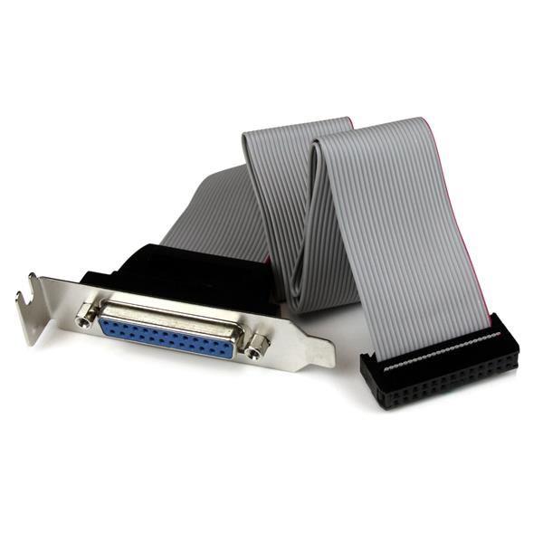 StarTech.com Cavo adattatore per porta parallela 40 cm a basso profilo con staffa - DB25 (F) a IDC26 (PLATE25F16LP) - Staffa porta parallela - DB-25 (F) a IDC 26 pin (F) - 40.64 cm - grigio
