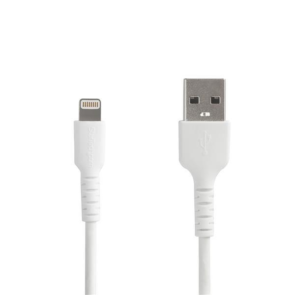 StarTech.com Cavo da USB-A a Lightning da 1 m bianco- Robusto e resistente cavo in fibra aramidica da USB tipo A - Certificato Apple Mfi (RUSBLTMM1M) - Cavo Lightning - USB maschio dritto a Lightning maschio dritto - 1 m - a doppia schermatura - bianco