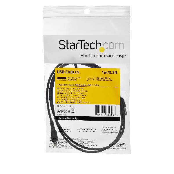StarTech.com Cavo di ricarica USB-C di 1 m -  Fibra aramidica e Protezione EMI - Guaina TPE - Nero (RUSB2CC1MB) - Cavo USB - USB-C (M) dritto a USB-C (M) dritto - Thunderbolt 3 / USB 2.0 - 1 m - nero - per P/N: CDP2HDUACP2, SECTBLTDT