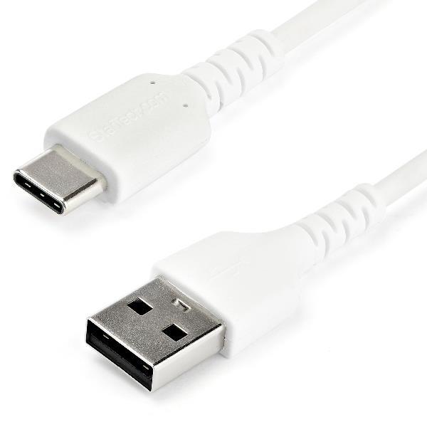 StarTech.com Cavo adattatore da USB 2.0 a USB-C di 2 m -  Fibra aramidica e Protezione EMI - Cavo di ricarica TPI -Bianco (RUSB2AC2MW) - Cavo USB - USB (M) dritto a USB-C (M) dritto - Thunderbolt 3 / USB 2.0 - 2 m - bianco