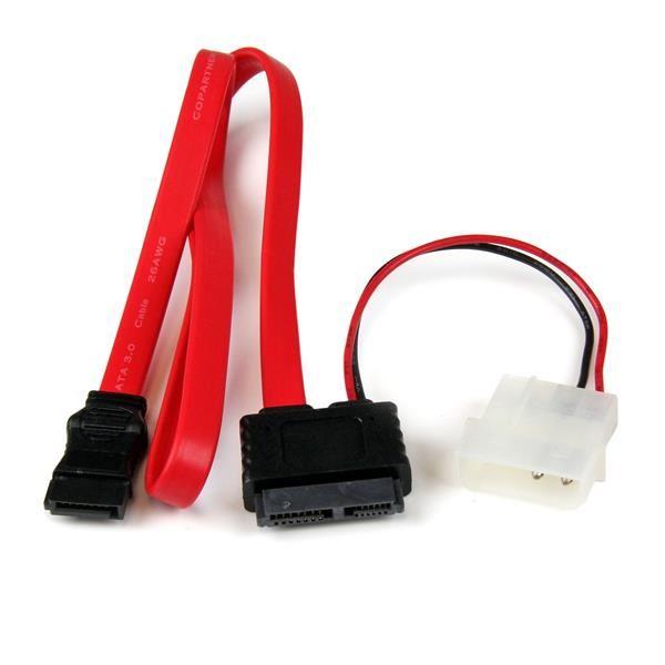 StarTech.com Adattatore cavo slimline SATA a SATA e alimentazione LP4 90 cm - Cavo SATA - Serial ATA 150/300/600 - Slimline SATA (F) a SATA, alimentazione interna 4 pin (12V) - 91.4 cm - rosso