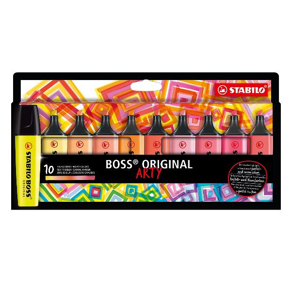 STABILO BOSS ORIGINAL ARTY - Evidenziatore - colori assortiti - inchiostro base acqua - 2-5 mm (pacchetto di 10)