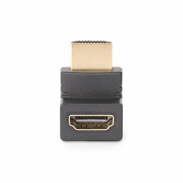 StarTech.com Down Angle HDMI 2.0 Adapter, 90-Degree HDMI Port Saver, M/F - High Speed - scheda HDMI - HDMI maschio a HDMI femmina angolo verso l'alto - nero - passivo, bidirezionale, supporta 4K 60 Hz