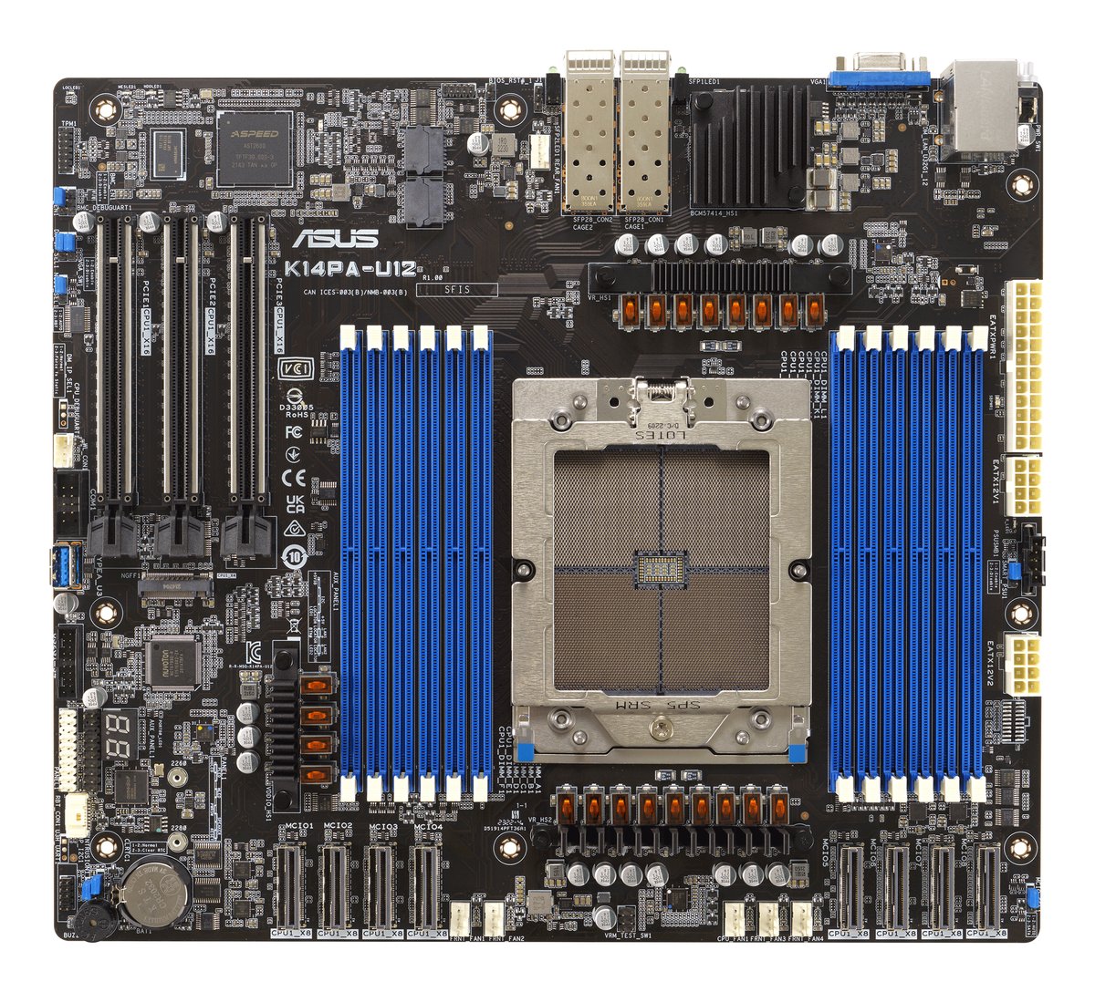 ASUS K14PA-U12 - Scheda madre - SSI CEB - AMD senza CPU - Socket SP5 - 2 x 25 Gigabit LAN - scheda grafica onboard