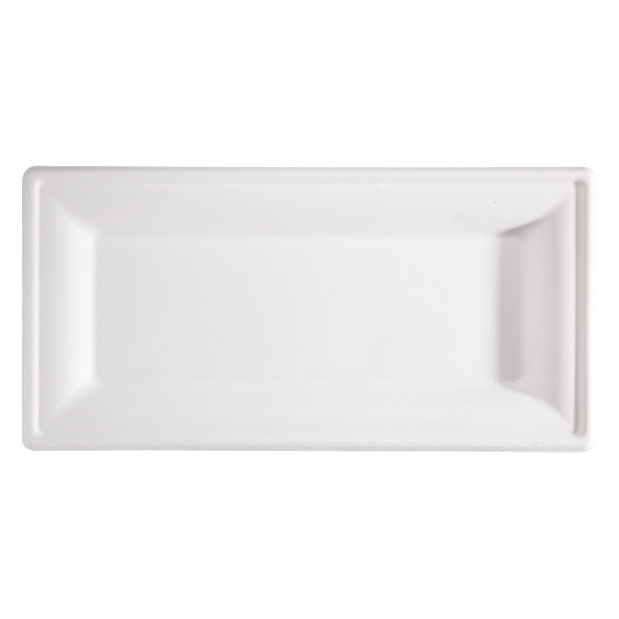 Piatto piano monouso - rettangolare - 26 x 13 cm - canna da zucchero - bianco - Signor Bio - conf. 50 pezzi