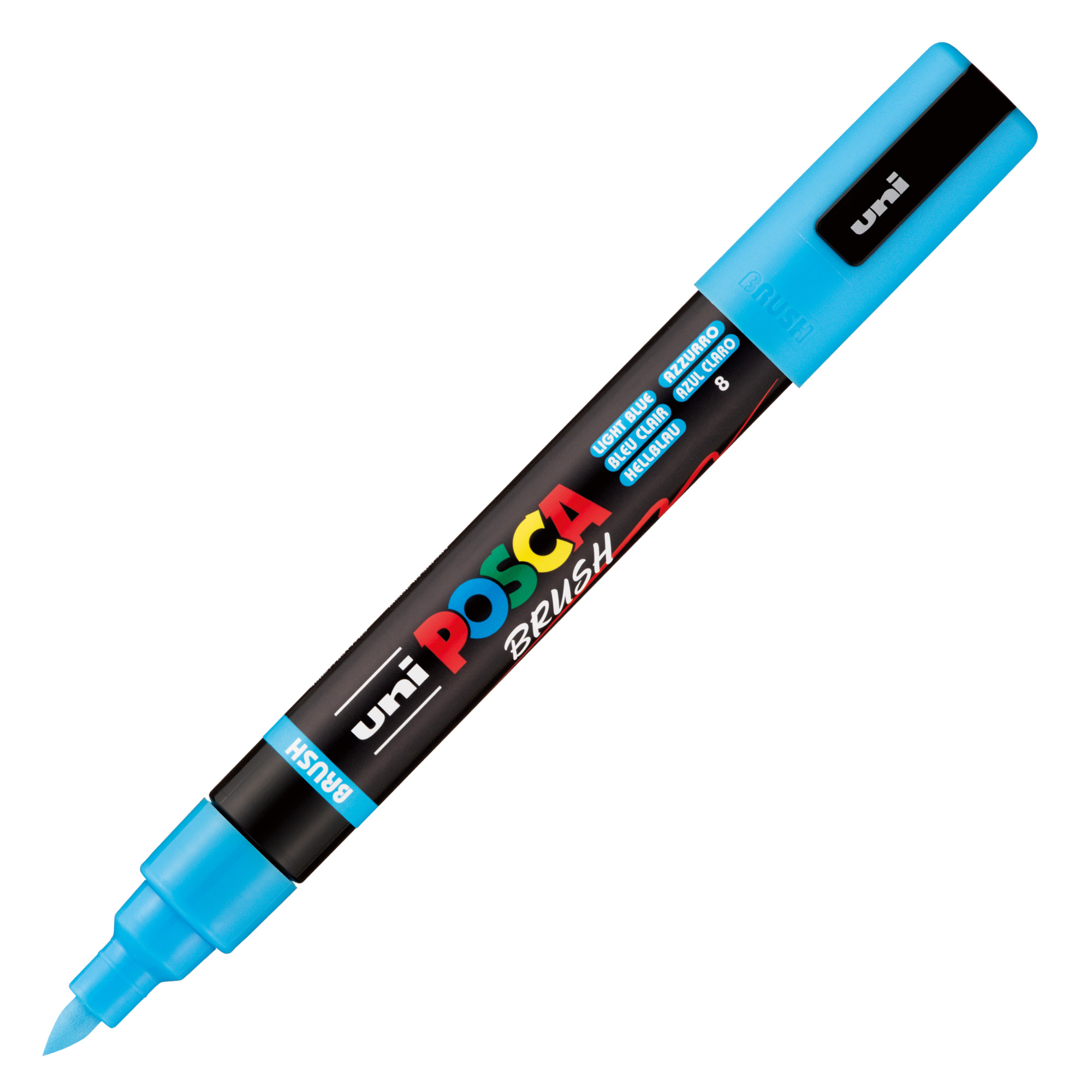 Marcatore a base d'acqua Uni Posca PC5MBR - punta brush 1.0 - 4.0mm - azzurro  - Uni Mitsubishi