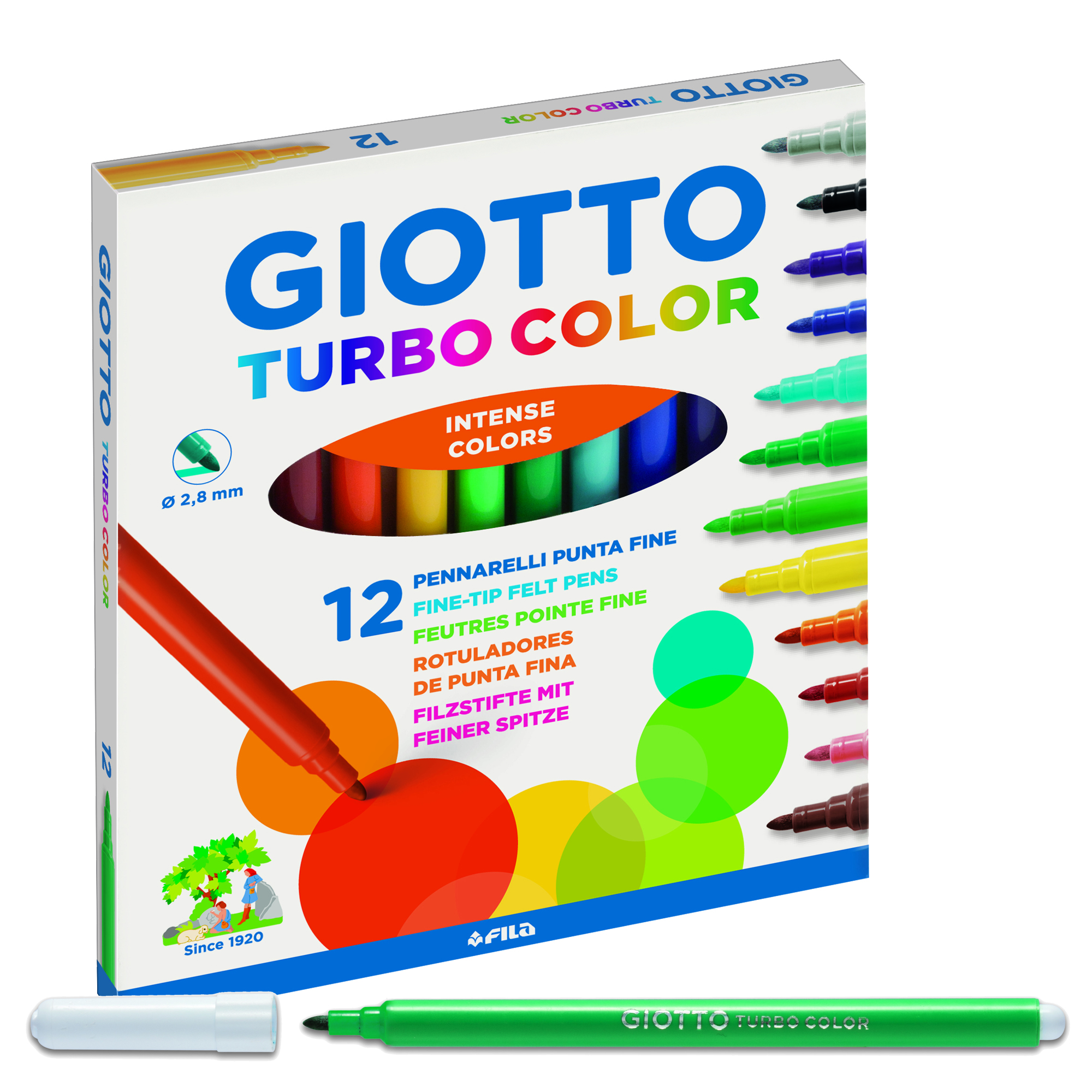 Pennarelli Turbo Color - punta ø2,8mm - colori assortiti - Giotto - astuccio 12 pezzi