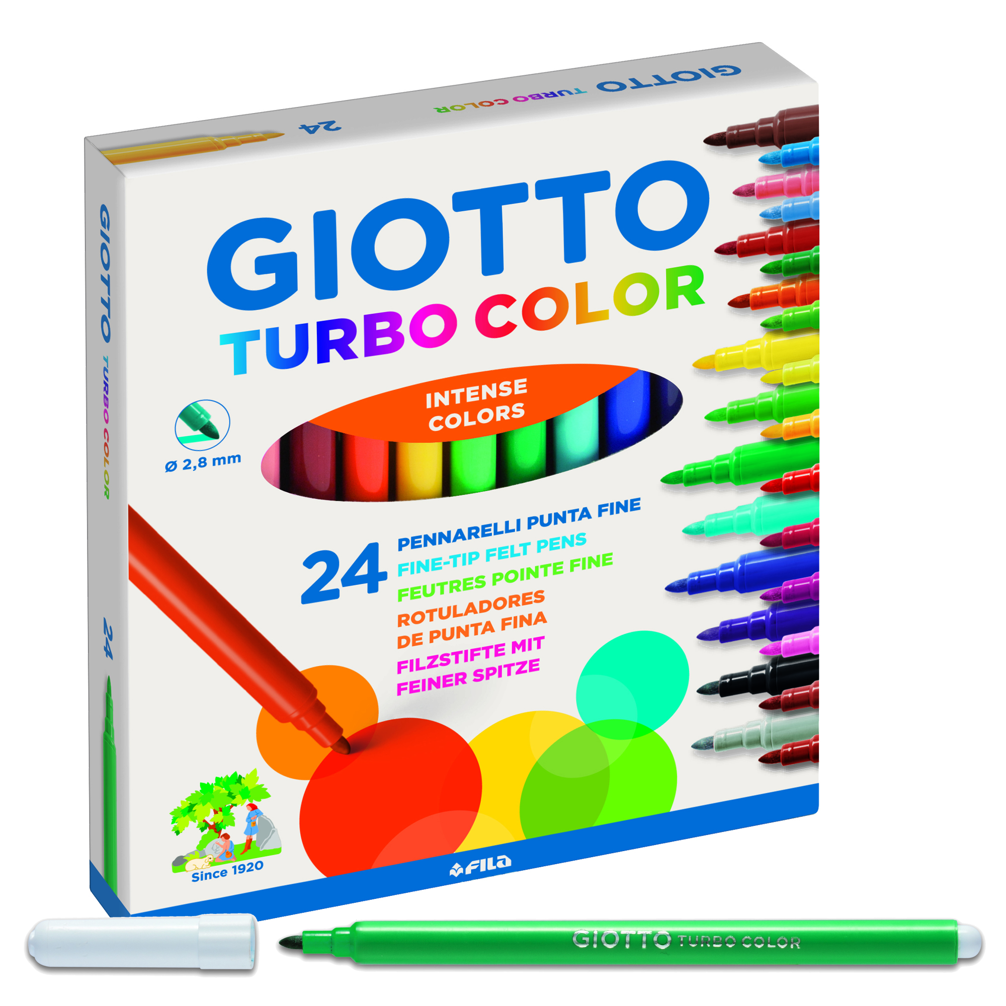 Pennarelli Turbo Color - punta ø2,8mm - colori assortiti - Giotto - astuccio 24 pezzi