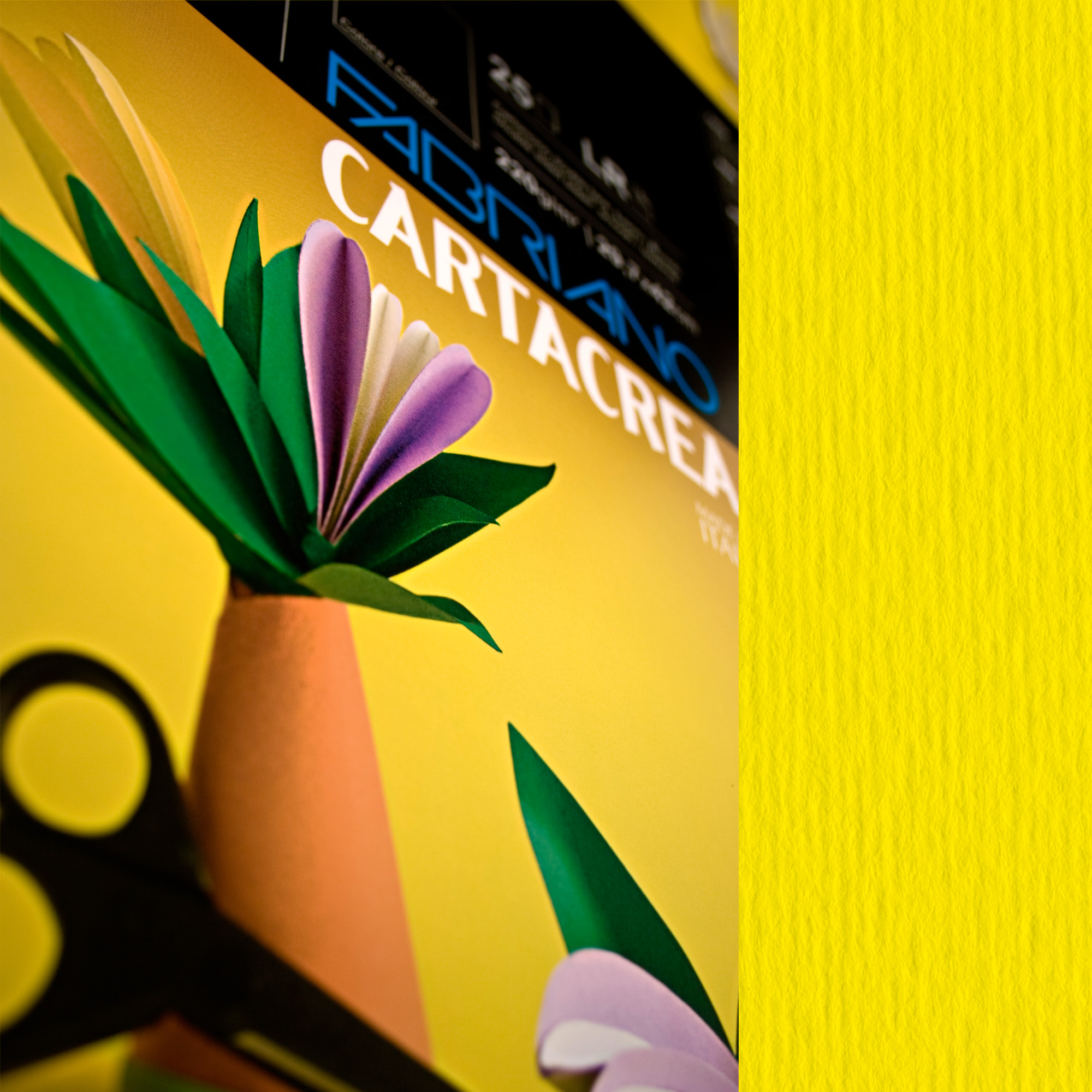 Cartoncino CartaCrea - 35 x 50 cm - 220 gr - giallo 107 - Fabriano - blister 10 fogli
