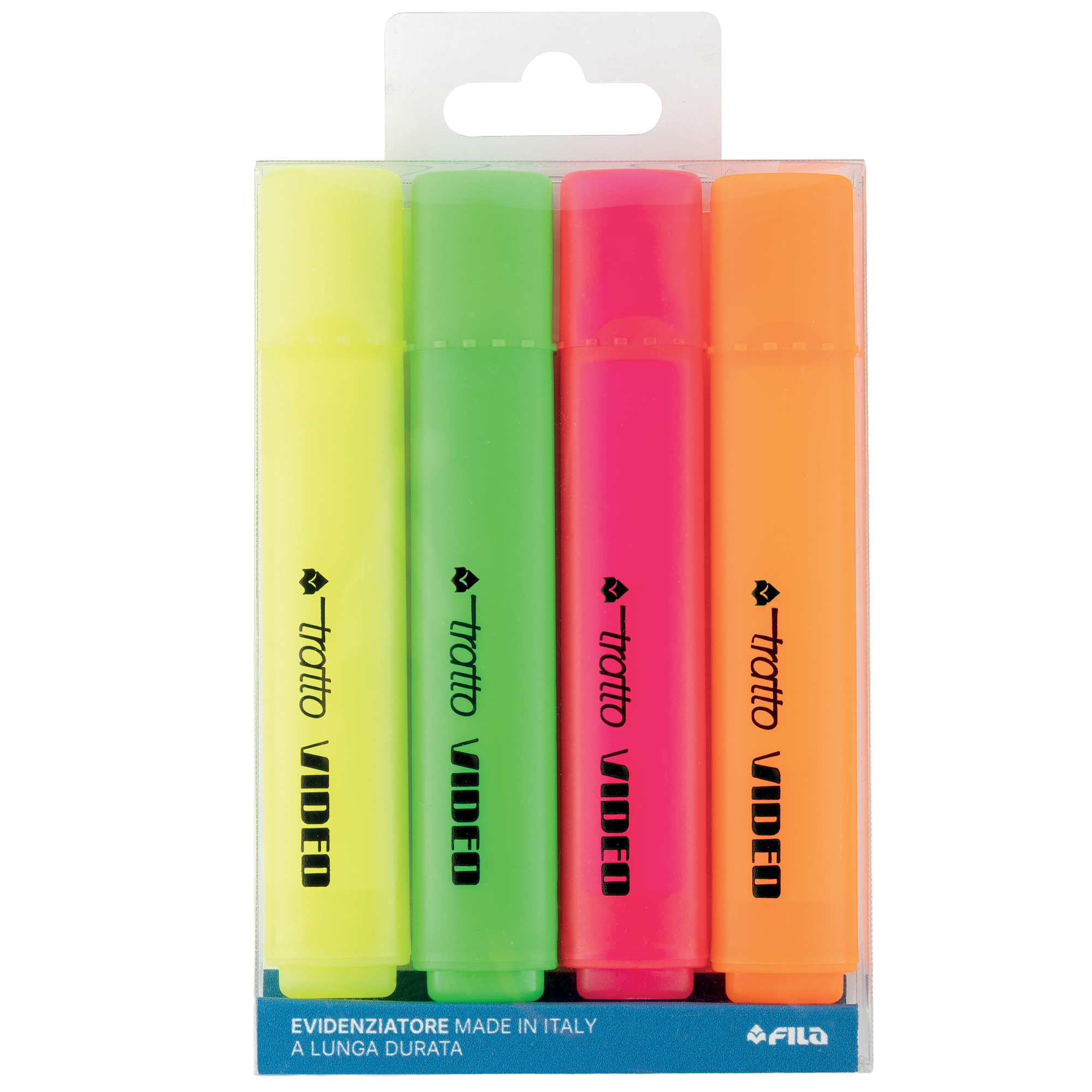 Evidenziatore Tratto Video  - punta a scalpello - tratto da 1,0-5,0mm - astuccio 4 colori - Tratto