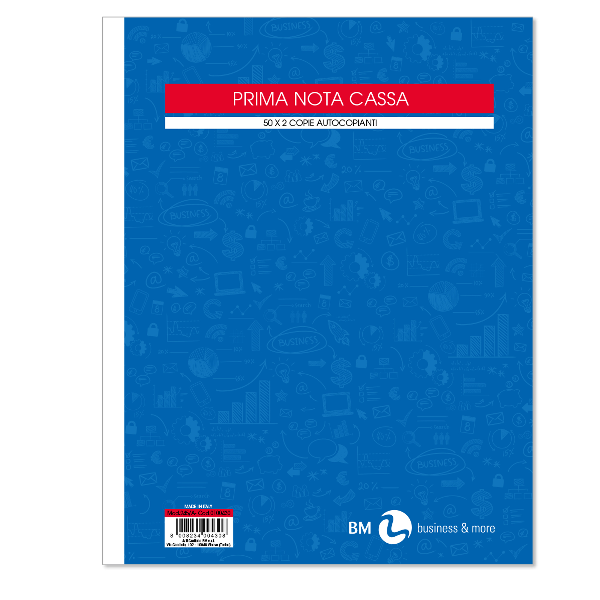 Blocco prima nota cassa - 50 fogli x 2 copie ricalcanti - 22 x 28cm - BM