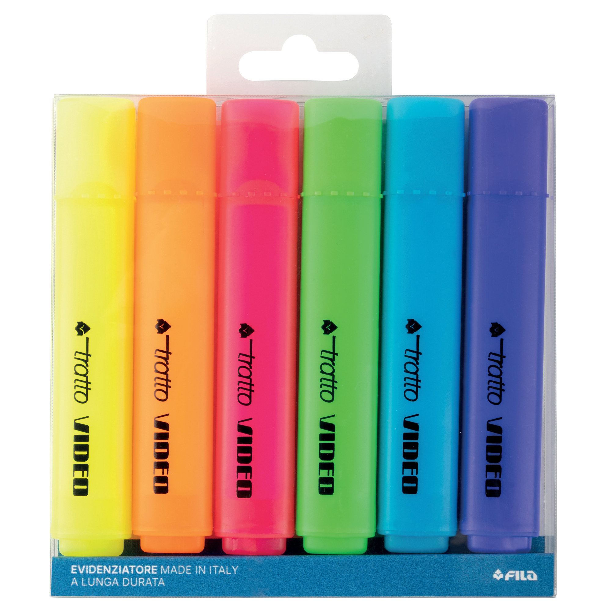 Evidenziatore Tratto Video - punta a scalpello - tratto da 1,0-5,0mm - astuccio 6 colori - Tratto