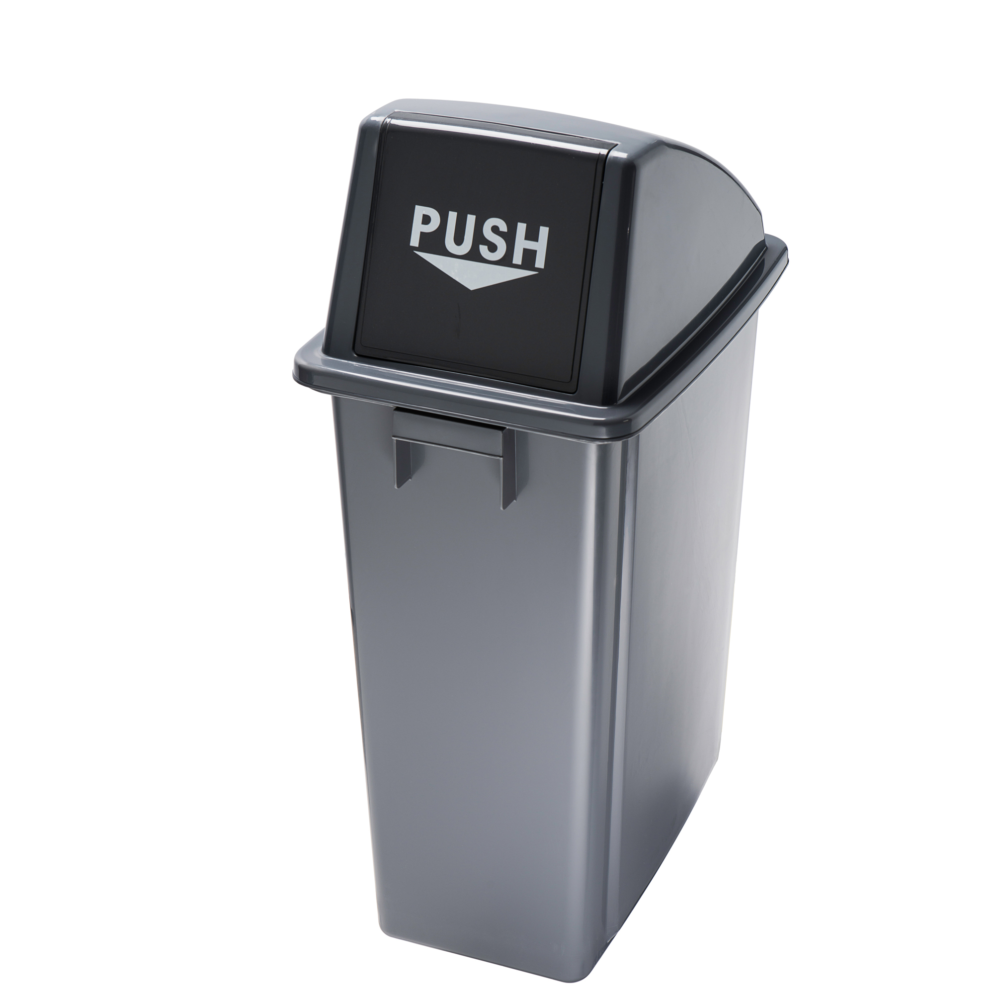 Contenitore Office 60 Lt - con coperchio push - per rifiuto secco - 33x46x79 cm - grigio/nero - Medial