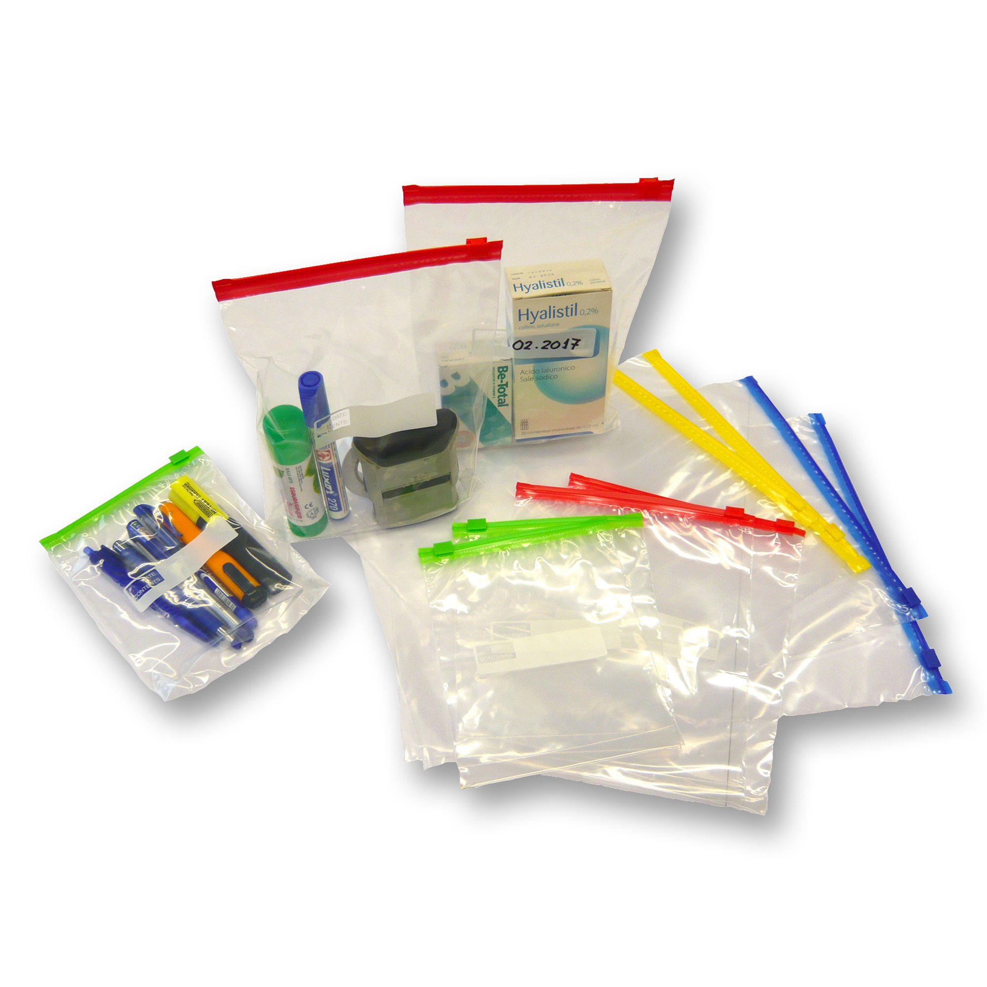 Buste slider - con chiusura zip e cursore - 14 x 18 x 3 cm - 60 micron - LDPE - trasparente/verde - Viva - conf. 50 pezzi
