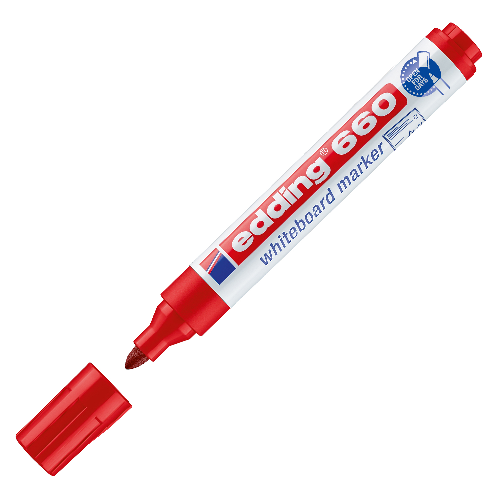 Marcatore per lavagne bianche 660 - punta conica - da 1,5 a 3 mm - rosso - Edding