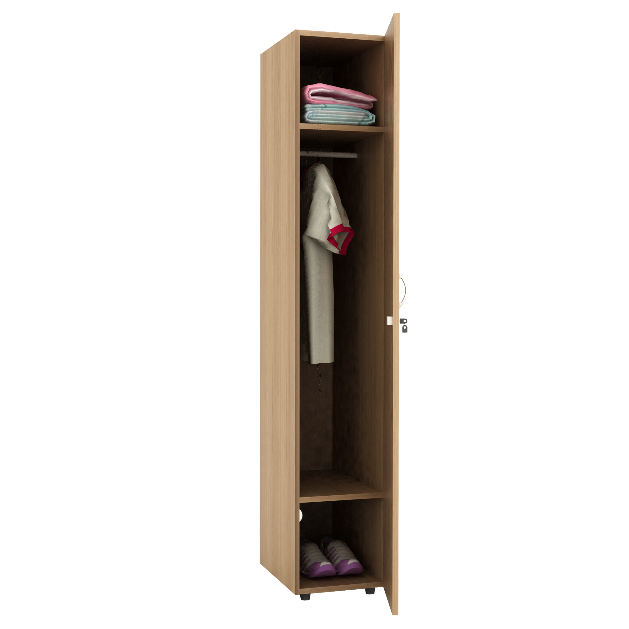 Armadio guardaroba - 1 anta - 33 x 52 x 185 cm - noce chiaro