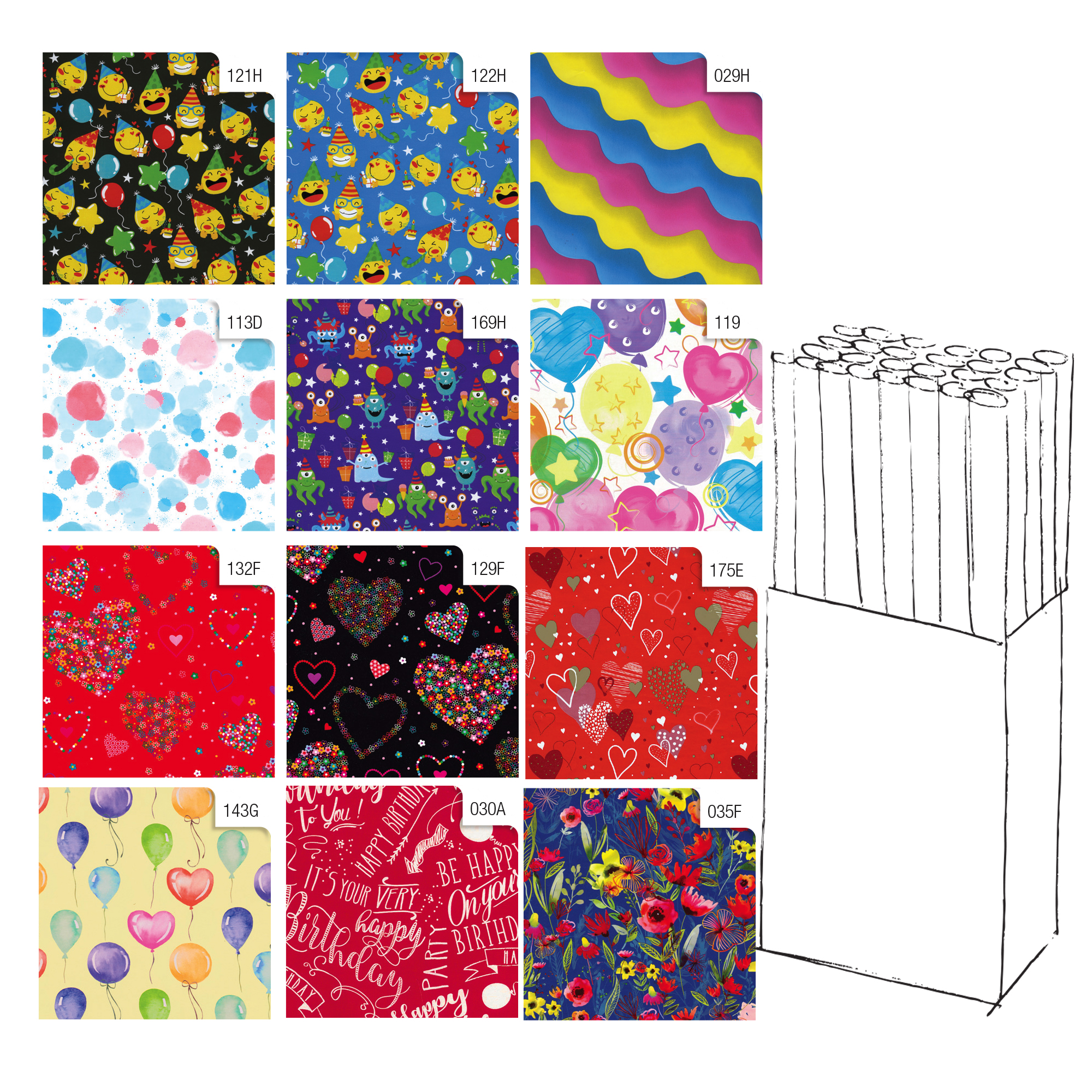 Carta regalo - 2 mt x 70 cm - fantasie assortite - Rex Sadoch - espositore 50 rotoli