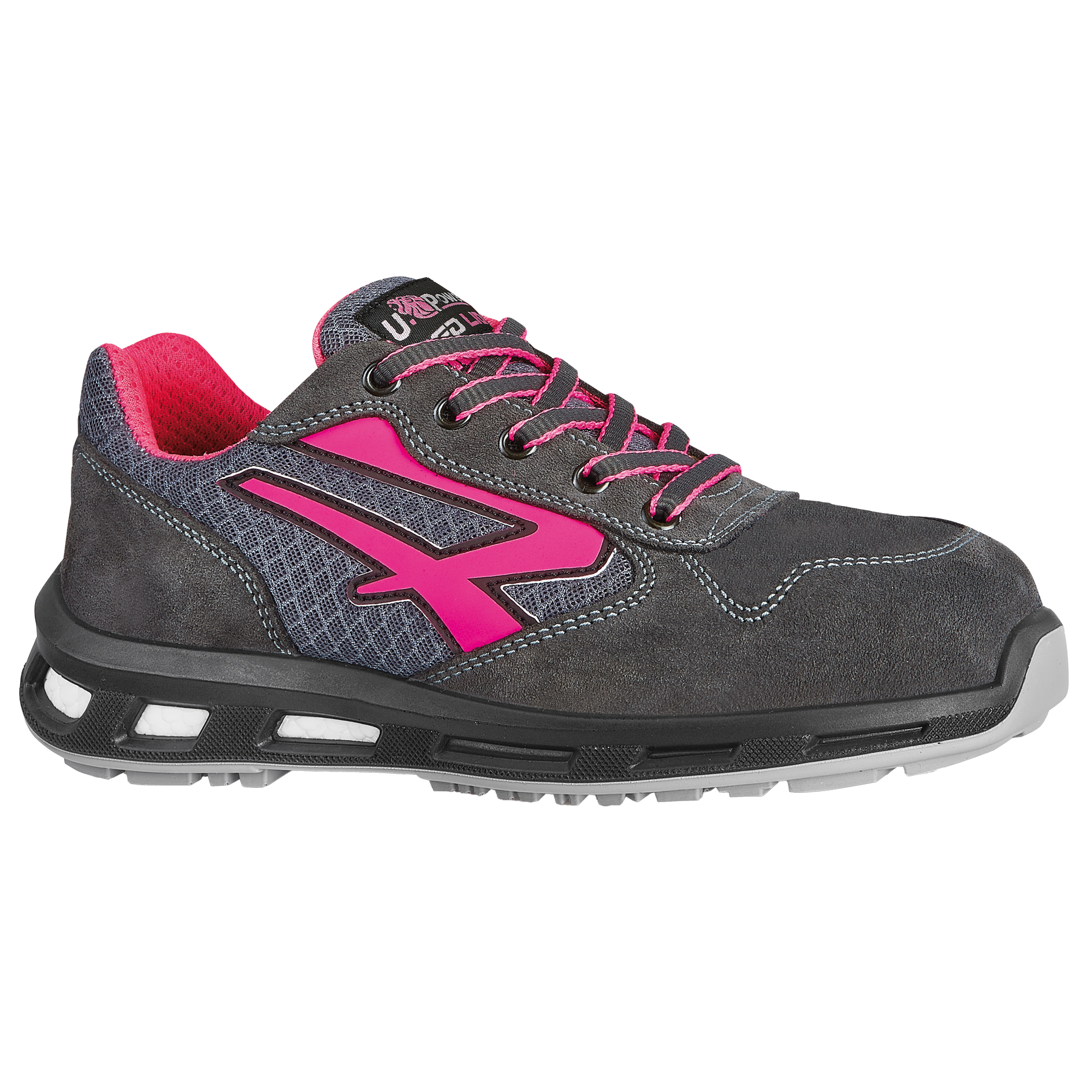 Calzatura di sicurezza Verok S1P SRC - nylon/pelle scamosciata - grigio/rosa - taglia 40 - U-Power