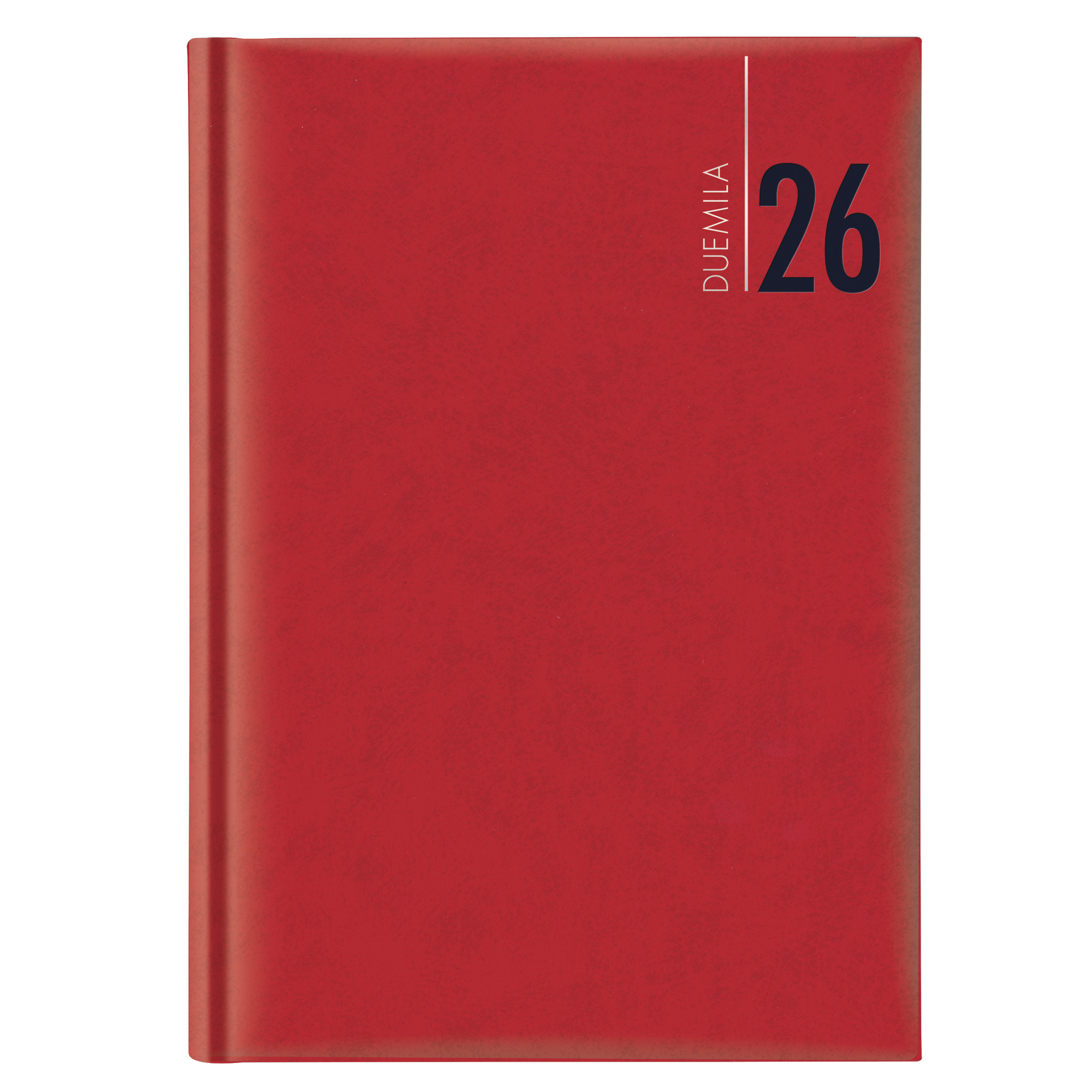 Agenda giornaliera 2024 - copertina in carta imbottita - 14,5 x 20,5 cm - rosso