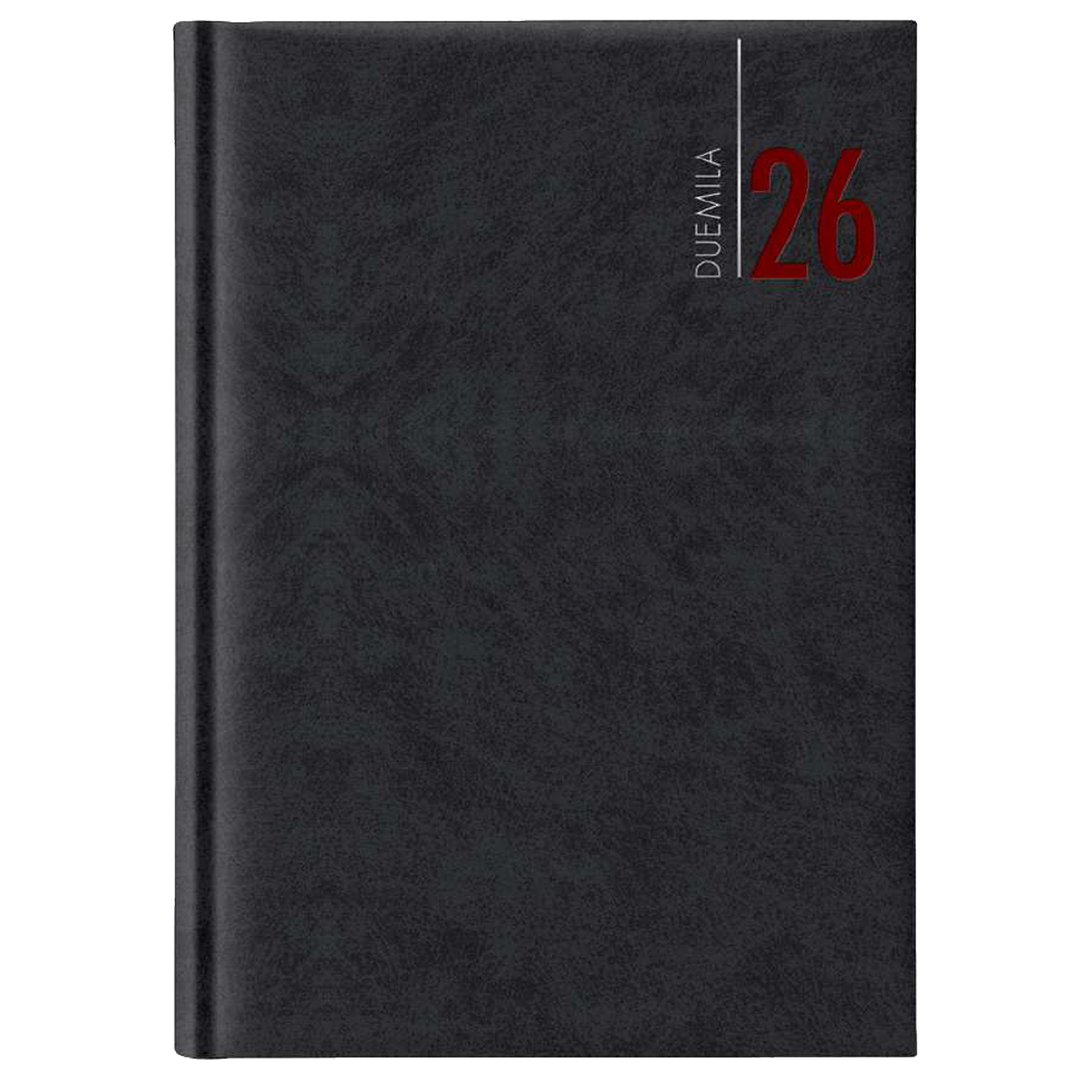 Agenda giornaliera 2024 - copertina in carta imbottita - 17 x 24 cm - nero