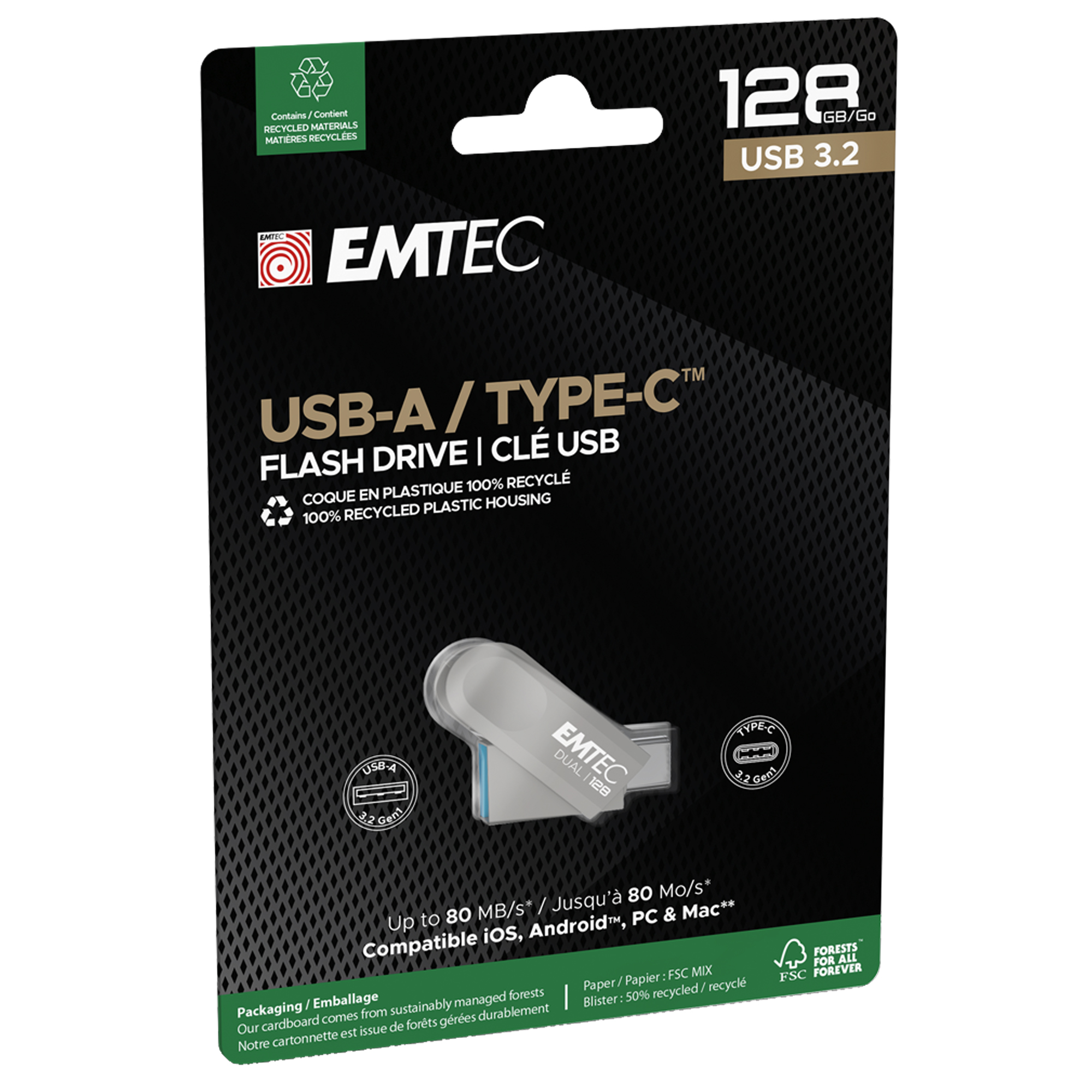 Emtec - Memoria Dual USB3.2 to Type-C - 128GB - ECMMD128GD283