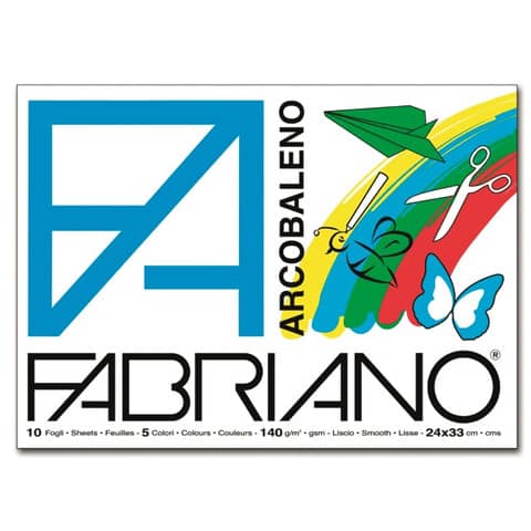 Album Arcobaleno - 24 x 33 cm - 10 fogli - 140 gr - 5 colori - Fabriano