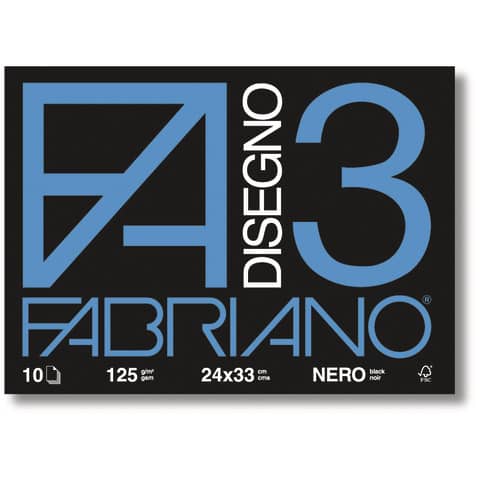 Album F3 - 24 x 33 cm - 10 fogli - 125 gr - nero - Fabriano