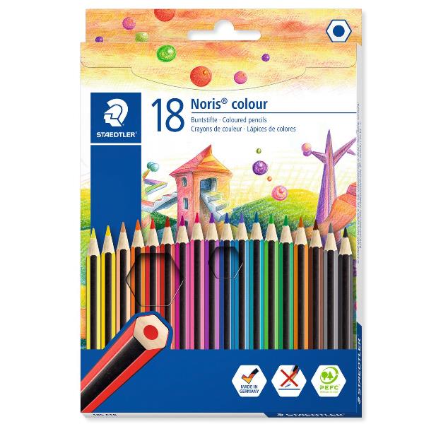 Matite colorateNoris Colour - in wopex - colori assortiti - Staedtler - astuccio 18 pezzi