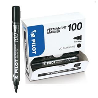 Marcatore Permanente Markers 100 - punta tonda 4,5 mm - nero - Pilot - conf. 15 + 5 pezzi