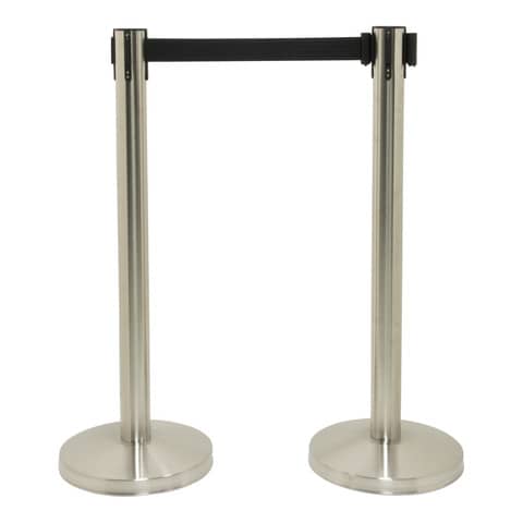 Colonnine segnapercorso Budget Retractable - altezza 88 cm - nastro nero da 210 cm - Securit - set 2 pezzi