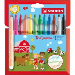 Pennarelli Trio Jumbo - punta 3,0 mm - colori assortiti - Stabilo - astuccio 12 pezzi