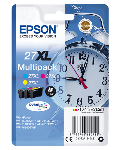 Epson - Confezione Cartuccia ink - 27XL - C/M/Y - C13T27154022 - 10,4ml cad