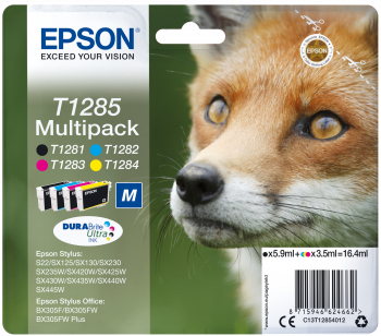Epson - Multipack Cartuccia ink - C/M/Y/K - T1285 - C13T12854012 - C/M/Y 3,5ml cad - K 5,9ml