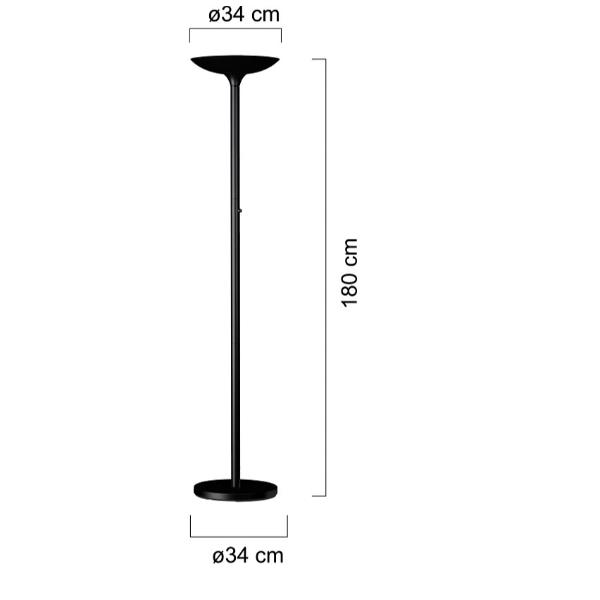 Lampada da terra Varialux - a led - base diametro 34 cm - H 180 cm - 23 W - nero - Unilux