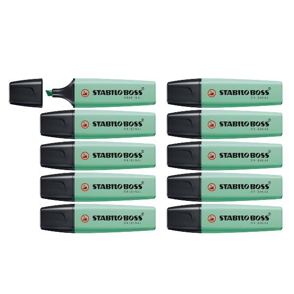 Evidenziatore Boss Original Pastel - punta a scalpello - tratto 2 - 5 mm - verde menta 116 - Stabilo