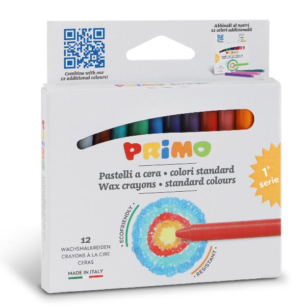 Pastelli a cera - Ø 9 mm x 85 mm - Primo - conf. 12 pezzi