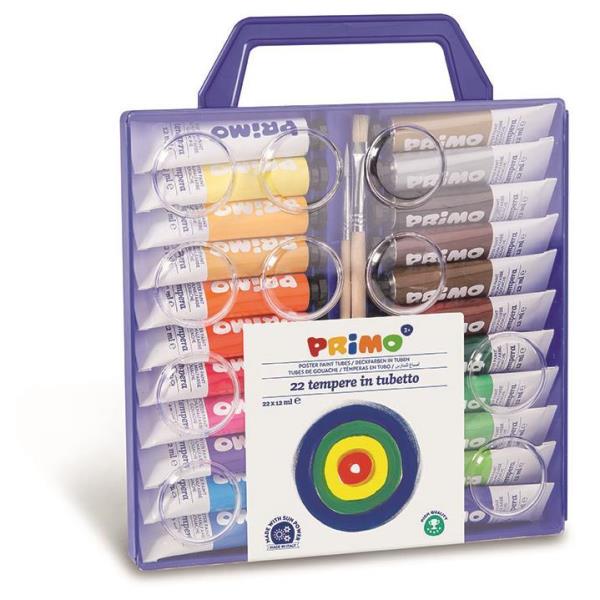 Tubi tempera - 12 ml - colori assortiti - Primo - astuccio 22 pezzi