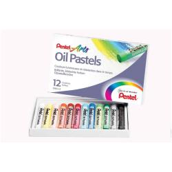 Pastelli a olio - lunghezza 60 mm - colori assortiti - Pentel - astuccio 12 pezzi