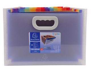 Classificatore con maniglia Crystal - 24 tasche - 33 x 23.5 x 25 cm - PP - Exacompta