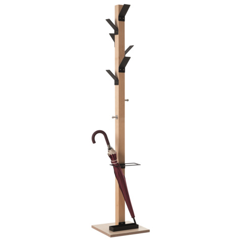Appendiabiti Easycloth - con portaombrelli - 6 posti - 35 x 35 x 180 cm - legno/nero - Paperflow