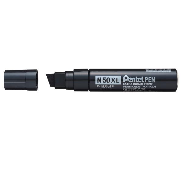 Marcatore permanente N50XL - punta scalpello - nero - Pentel
