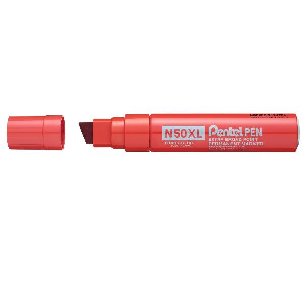 Marcatore permanente N50XL - punta scalpello - rosso - Pentel