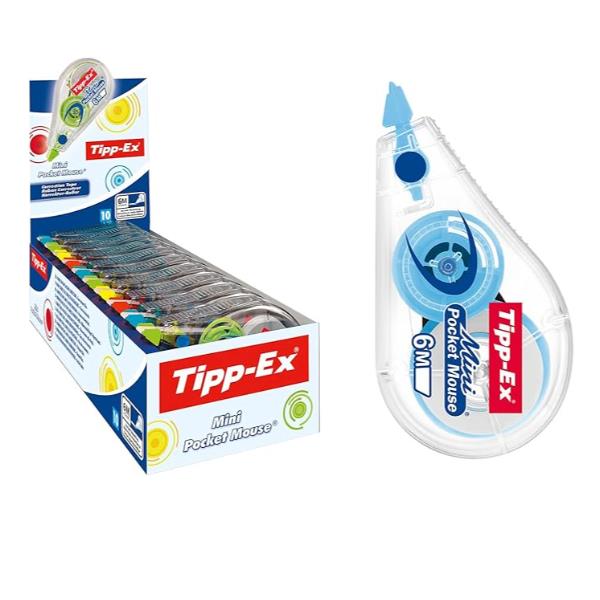 Correttore a nastro Mini Pocket Mouse - 5 mm x 6 mt - colori assortiti - Tipp-Ex - conf. 10 pezzi
