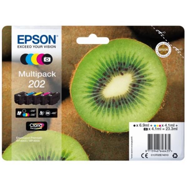 Epson - Multipack Cartuccia ink - 202 - C/M/Y/K/K PH - C13T02E74010 - C/M/Y/K PH 4,1ml cad - K 6,9ml