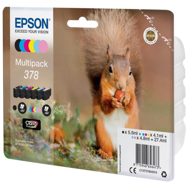 Epson - Cartuccia ink - 378 - C/M/Y/C CH/M CH/K - C13T37884010 - C/M/Y 4,1ml - C CH/M CH 4,8ml - K 5,5ml