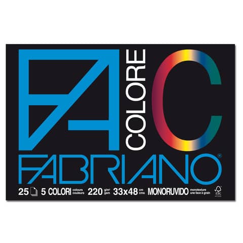 Album FaColore - 24 x 33 cm - 25 fogli - 220 gr - 5 colori - Fabriano